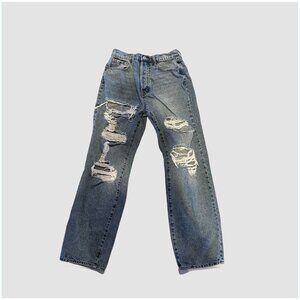 Cello Mom Jeans Size 9 High Rise Button Fly Distressed Straight Leg 29 x 30